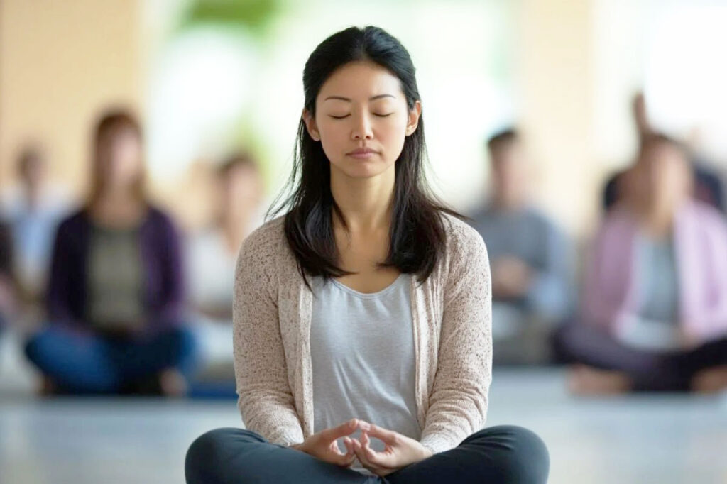 Woman meditating in resting pose